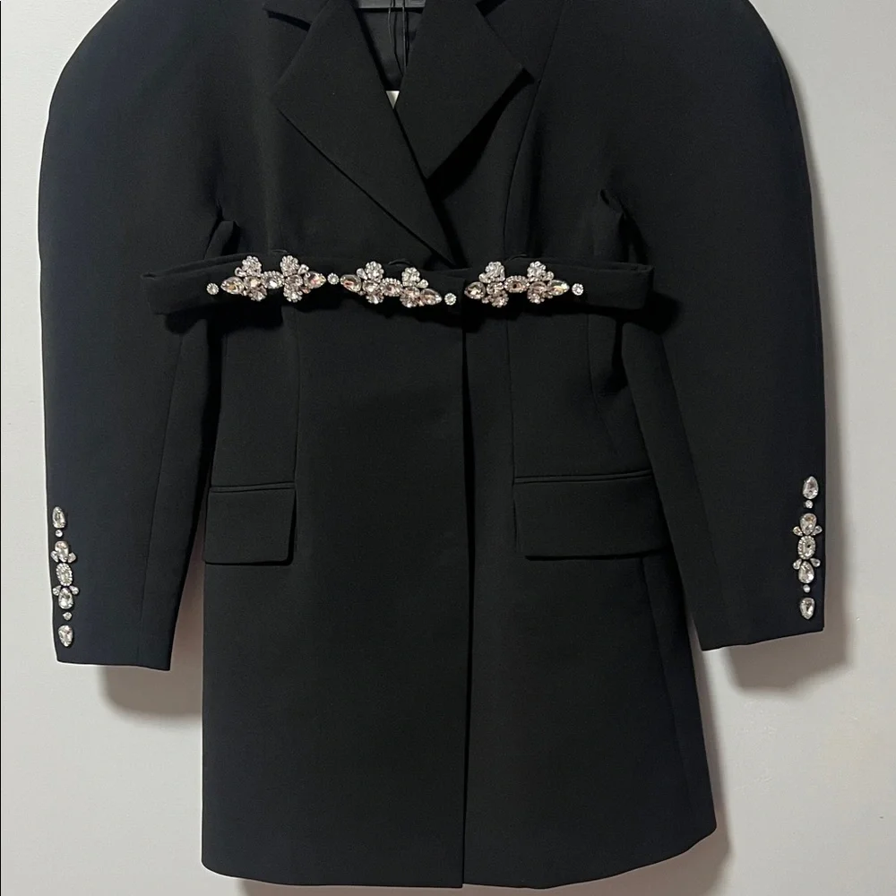 Elegant Black Blazer dress with Crystal Embellishments! - Picture 10 of 16